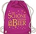 Shirtracer Party & Alkohol Damen - Die Schöne und das Bier Sterne - Unisize - Fuchsia - Geschenk - WM110 - Turnbeutel und Stoffbeutel aus Baumwolle