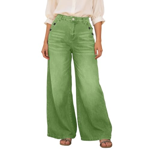 Pantalones vaqueros holgados con goma elástica en cintura alta para mujer