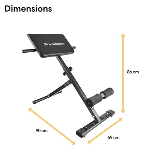 PhysioRoom Adjustable Roman Chair for Back, Glutes and Abs Trainer | 3-in-1 Sit-Up, Back Extension & Core Trainer | Home Gym Equipment with Anti-Slip Design, 5 Incline Levels & Foldable Frame - Image 6