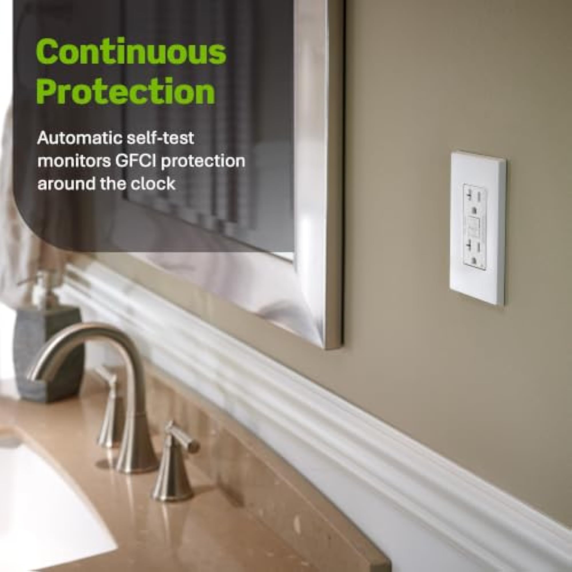 GFNT2-GY SmartlockPro Slim GFCI Receptacle with LED Indicator, 20 Amp