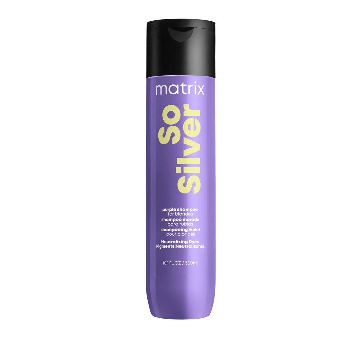 Matrix Haarshampoo für blondes und graues Haar zur Neutralisation von Gelbstichen, Mit Violett-Pigmenten, So Silver Shampoo, 1 x 300ml