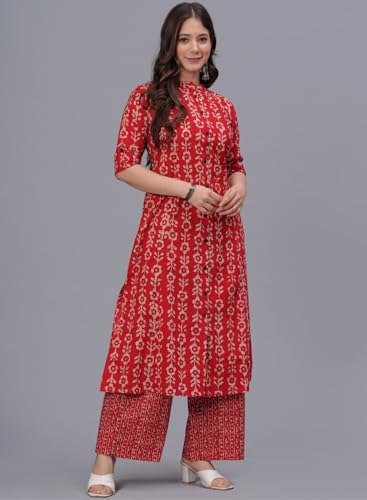 Image of rytras Women Printed A-Line Kurta Set with Palazzo Pants