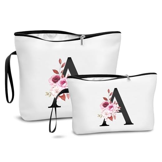 DBPBToU A-Z Set De 2 Neceser Mujer con Letras Personalizadas, Neceser Maquillaje para Viaje, Regalos Originales para Mujer, Idea De Regalo Creativo, Ideal para Cumpleaños De Madres Y Mujeres (A)