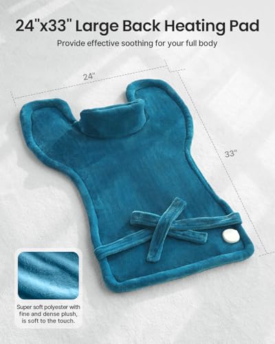 Image of RENPHO Electric Heating Pad for Back, Mothers Day Gifts & Birthday Gifts for Mom Dad Women Men, FSA Eligible & HSA Store, Neck and Shoulder Heat Pad, Fast Heating, 24 inchx33 inch, ETL Certified, Blue