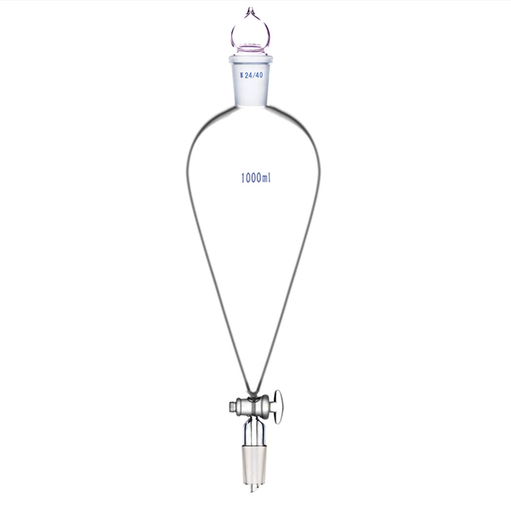 Glass Pyriform Separatory Funnel Both 24/40 JointPear Shape W/Glass Stopcock