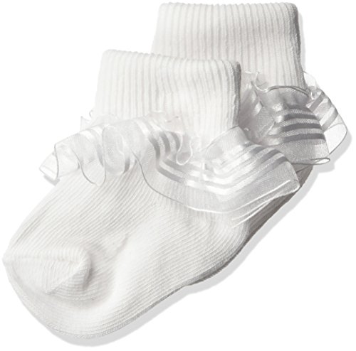 Jefferies Socks Baby Girls' Infant Stripe Lace Sock, White, 3-12 Months