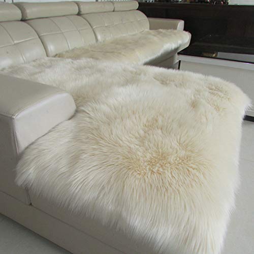 YEARLY Long Plüsch Sofabezug, Luxuriös Anti-rutsch Winter Dick Sofa-Überwürfe Couch-Abdeckung Europäische Möbel Protector Ledersofa Sofa Handtuch-Beige 90x150cm(35x59inch) Cover