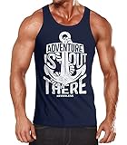 Neverless Herren Tank-Top Adventure is Out There Anker mit Spruch Abendteuer Muskelshirt Muscle Shirt Navy S