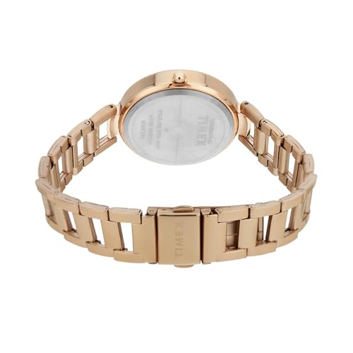 Image of TIMEX Analog Watch for Women with Silver Round Dial & Rose Gold Stainless Steel Bracelet Band Water Resistant Women's Wrist Watches - TW00ZR474