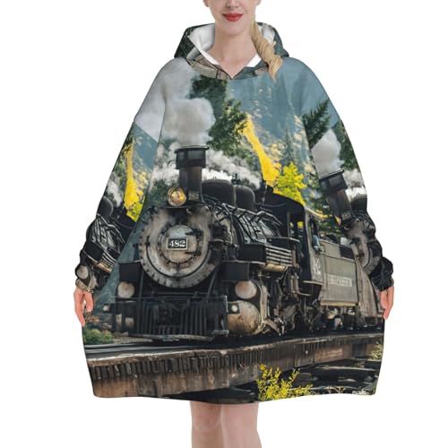 Couverture à capuche flanelle douce imprimé locomotive EdWal