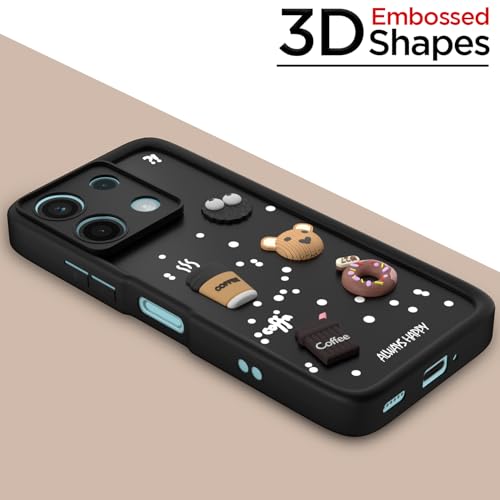 Image of Pikkme Back Cover for Redmi A3 (2024) / Redmi A3x / Poco C61 | 3D Cartoon Silicone Case Cute & Fun Full Protective Bumper Cover (Black)