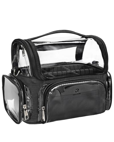 Image of Makeup Brush Case Stand-up Makeup Cup Makeup Brush Holder Travel Professional Cosmetic Bag Artist Storage Bag Large Makeup Bag with Adjustable Divide, Black, A3-X Large-Black-Clear Style, Makeup Brush