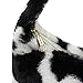 Women Girls Fashion Leopard Cow Print Fluffy Tote Handbag Soft Plush Faux Fur Underarm Shoulder Wallet Purse