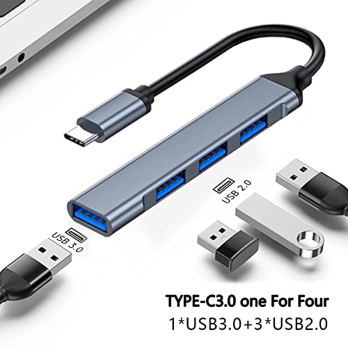موزع USB C بـ4 منافذ 3.0/2.0، موزع USB من خليط معدني من الالومنيوم خفيف الوزن، معدل نقل اقصى مدمج: 5 جيجابايت في الثانية، ويندوز، ماك، PS-4، PS-5، كروم بوك