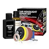 Scheinwerfer Aufbereitung Set, Scheinwerfer Polierset Kit Entfernung Schwerer Gelbwärbung, Trübung und Flecken, Headlight Restoration Kit mit UV-Schutz, Polierpaste, Schleifscheiben in 3 Körnungen