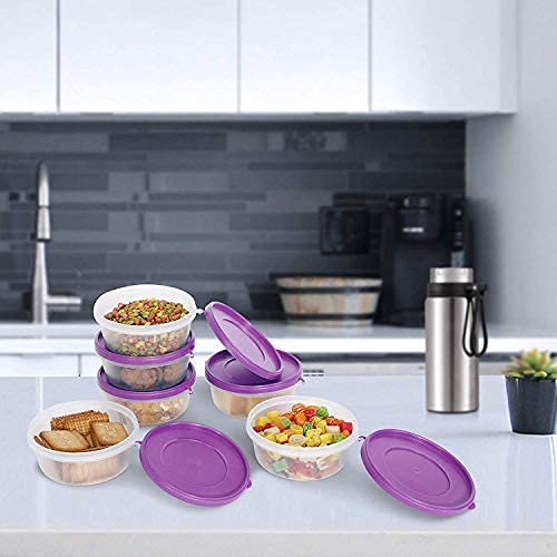 Cutting EDGE Nesterware Food Storage Container Clear Base with Purple Splash Airtight Lids Microwave, Refrigerator, Dishwasher & BPA Free Plastic Set for Sugar, Tea (0.75 liters/750 ML, Set of 6)