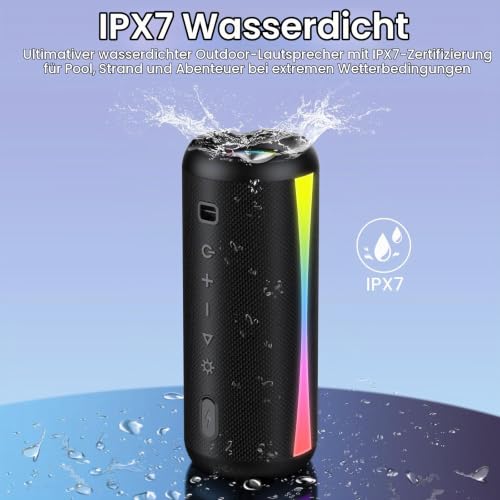 dotn Bluetooth Lautsprecher, Musikbox Bluetooth 5.4 mit RGB Lichter, Tragbarer Lautsprecher Freisprechfunktion für Phone, 20h Akku… – Ansicht 5