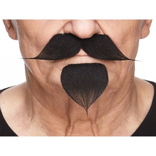 Mustaches Self-Adhesive Stick On Fake Handlebar for Adults – Colonel Sanders Costume Accessory for Men (Black)