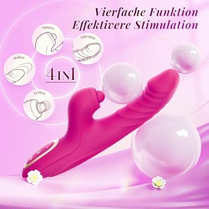Vibradorador Mujer 4in1 juguetes sexuales, Vibrador Punto G Clítoris 7x10 modos de empuje vibración succión lamiendo consoladores.. para mujer sexy, juguetes eróticos pour jouets sexuels