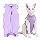 KOLZEMV Katzenbody katzenbody Nach Op Katzen Body für Katzen Operation katzenbekleidung Halskrausen-Alternativen für Katzen Hunde Katzenanzug Nach der Operation Anti-Leck-Anzug Katze Pyjama(L)