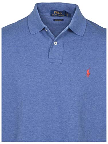 Image of Polo RL Men's Custom Slim Fit Mesh Pony Shirt (X-Large, Blue)