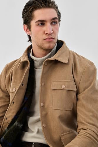 Image of SNITCH Men Casual Jacket | Regular Fit Full Sleeve Lapel Collar Solid Design | Durable Polyester Corduroy Fabric With Four Pockets For Winter Layering & Outerwear