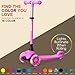 Pink Mini 3 Wheel Scooter for Kids – Lean-to-Steer with LED Light-Up Wheels, Adjustable Handlebar, Wide Anti-Slip Deck, Smooth PU Wheels, Rear Foot Brake – Toddler Scooter for Ages 2+