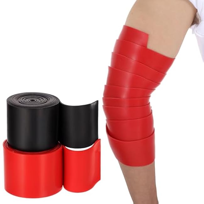 2 Pcs Muscle Floss Bands, Compression Bands with Storage Bag, Mobility and Recovery Bands for Improving Movement, Increasing Circulation & Reducing Soreness (Red & Black)