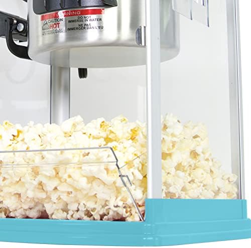 WEST BEND Hot Oil Theater Style Popcorn Popper Machine with Nonstick Kettle Includes Measuring Tool and Serving Scoop, 4-Ounce, Blue, PC8251BL13