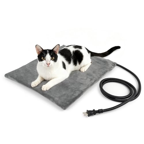 NICREW Pet Heating Pad for Dogs and Cats Heated Cat Bed with Steel-Wrapped Cord and Soft Fleece Cover 17.7 x 15.7 Inches 30 Watts