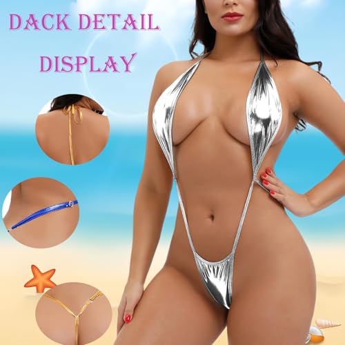Shiny Metallic Strappy Tube Top Halter for Women Sexy Wet Look Leather Bra Halter Strap Outfit Crop Tops3