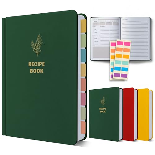 Only Zest Blank Recipe Book to Write in Your Own Recipes, Waterproof Hardcover Recipe Notebook, Empty Cookbook to Fill in, Homemade Cooking Journal for Family and Meal Planning