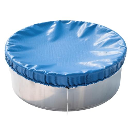 8ft Extra Large Round Stock Tank Pool Cover Steel Round Stock Tank Pools Cover for Protection from Debris Leaves Dust - Waterproof and UV Resistant Stock Tank Pools Cover with Drawstring Design Blue