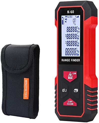 MAKINGTEC Laser Measure 196Ft M/Ft/in with Fraction Mode,Tape Measure Laser Measuring Device Large LCD Backlight Display, Pythagorean Mode Distance Measure Area and Volume Laser Distance Meter K-60