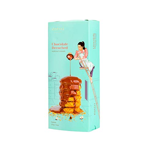 Entisi Hazelnut Cookies Coated with 54% Dark Chocolate - (6 Pieces, 210g) 1