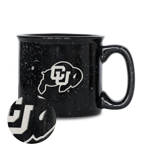 Rico Industries NCAA Colorado Buffaloes Speckle 12oz Laser Engraved Campfire Mug
