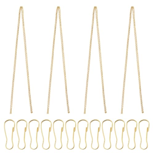 Image of Picture Hanging Kit with 4Pcs 2M Picture Hanging Chains & 12Pcs Hooks, Heavy Duty Metal Display Chain for Photo Frames Artworks Mirror(Gold)
