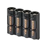 Storacell by Powerpax SlimLine AA Battery Caddy, Black, Holds 4 Batteries