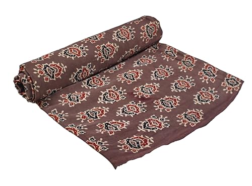 Image of Ethnics of Kutch Womens's Ajrakh Modal Silk Natural Dye Hand Block Print Unstitched Kurta Fabric