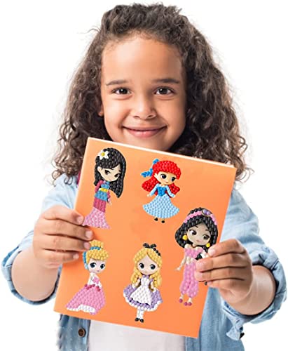 Gemzono 5D Diamond Painting Princess Sticker Kit - 24 Pieces For Kids Arts & Crafts For Children 8-12 Years Old, Diy Creative Diamond Mosaic Sticker Craft Digital Kit For Kids And Adult Beginners #TOP5