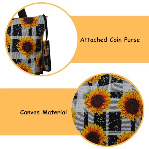 Image of NGIL Medium Top Zipper Closure Canvas Tote Bag with Attached Matching Coin Purse For Moms and Nurses