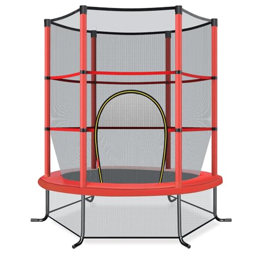 COSTWAY Ø165cm Gartentrampolin mit Sicherheitsnetz, Trampolin bis 135KG...