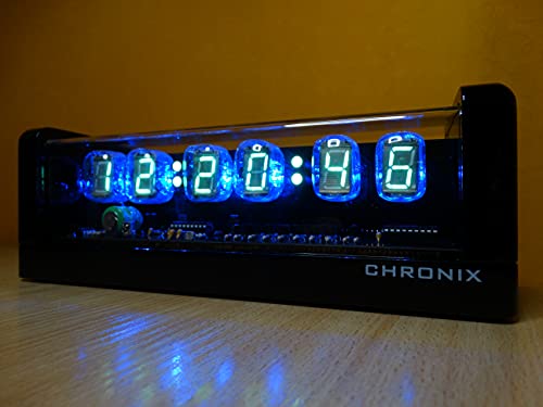 Chronix Nixie Clock With 6 Iv22 Vfd Tubes, Remote Control, Black Glossy Case, Rgb Led, Alarm #TOP5