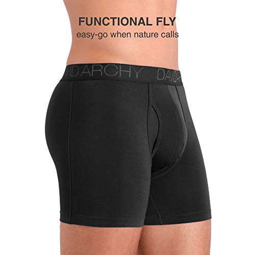 David Archy Men's Underwear Breathable Boxer Briefs Bamboo Rayon Super Soft Trunks With Fly In 4 Pack (M, Black - 5.5" In 4 Pack) #TOP2