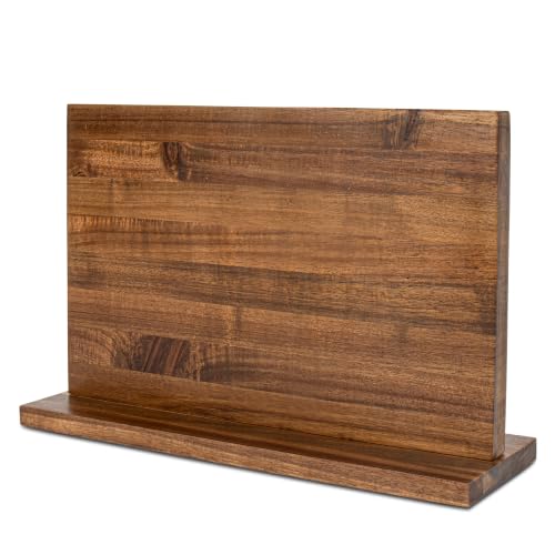 Image of RedCall Magnetic Knife Holder, 16" Double Sided Acacia Wood Knife Block for Kitchen Counter,Strong Magnet Knife Strip for Chef Knife, Large Knife Storage with Non-Slip Base - Fits Up to 12 Knives