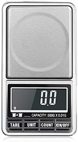 Weddecor Portable Digital Pocket Scale, Professional Multi-functional, Back lit LCD Display for Jewellery, Cereals, Gold Weighing, Storage Pouch, Grey, 500g x 0.01g