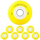JCXYL EV 72MM 76MM 80MM LED Inline Skate Replacement Wheels 8 Pack Luminous Flash Inline Skates 85A Wheels Light-up Roller Skate Pulley for Outdoor Indoor,Yellow,80MM