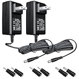 2PCS 12V 1A Power Supply Adapter with 3 Adapter Tips, AC to DC 12V 1000mA 12W Switching Adapter 5.5mm x 2.1mm DC Plug for LED Strip Router CCTV Security Camera Speaker GPS Webcam... (6ft, UL Listed)