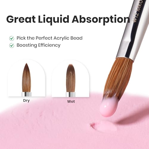 Image of Beetles Pro 1-Pcs Acrylic Nail Brush - Professional Pure Bristles Kolinsky Acrylic Brushes for Nails Metallic Nail Art Brushes for Nails Extension Gel, 3D Carving - Salon Quality Manicure Tool (12#)