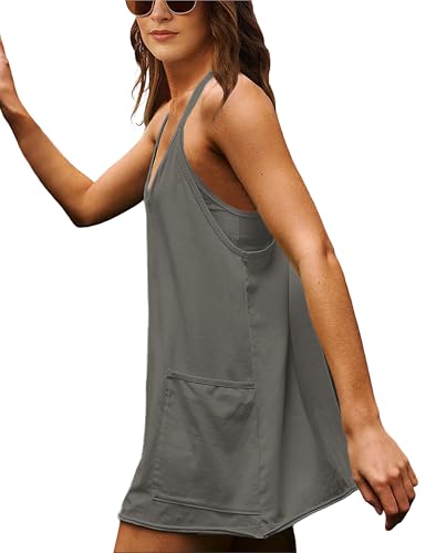 Image of Womens Sleeveless Athletic Hot Shot Mini Dress with Built-in Shorts